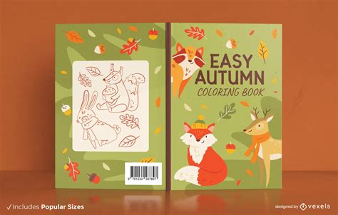 Coloring Autumn Animals Book Cover Design Vector Download