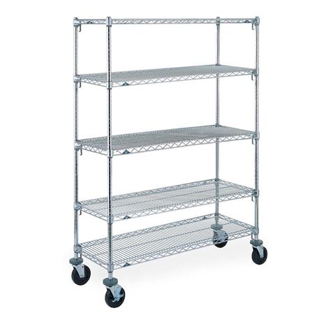 Metro Super Erecta Adjustable 5-Tier Mobile Wire Shelving Unit With Polyurethane Casters, Chrome ...