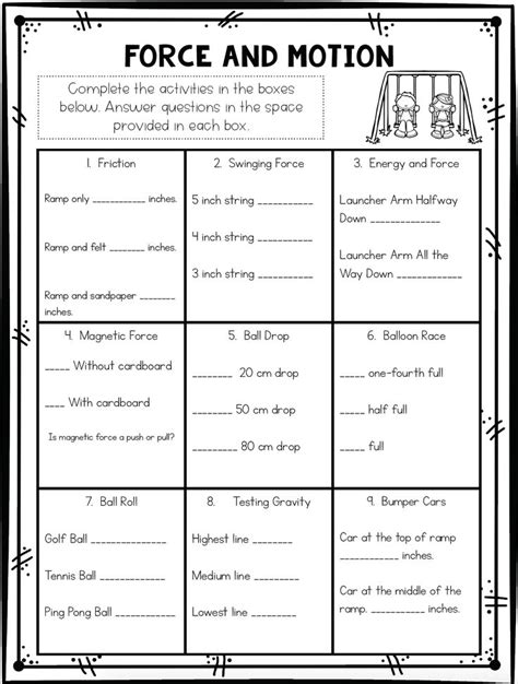 Force and Motion Worksheets & Stations | Force and motion, 5th grade science, Science worksheets