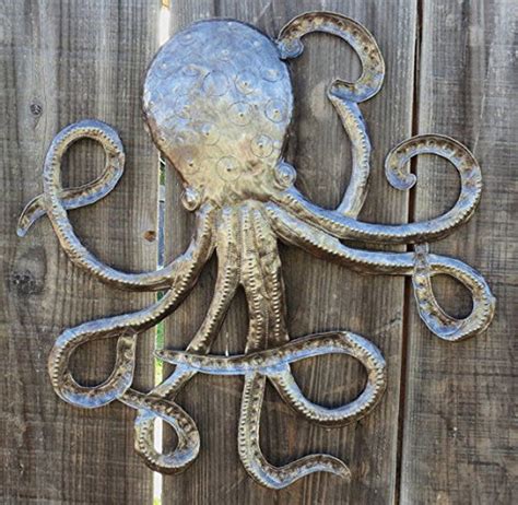 Octopus Steel, Metal Sea Wall Art, Haitian Recycled Decor, Ocean Marine 22.5" X 23" in 2020 ...