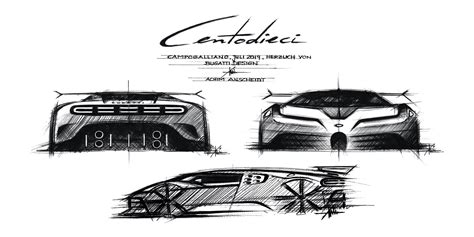 Bugatti Centodieci Design Sketches - Car Body Design