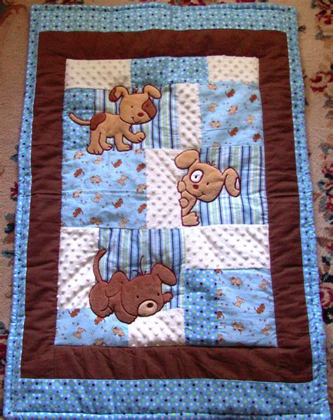 Puppy Baby Quilt Minky Flannel Blanket Patchwork Flannel Back Boy Blanket 35 x 46. $112.90, via ...