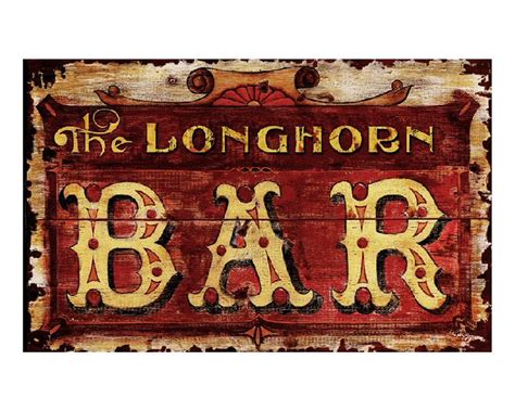 Custom Longhorn Bar Vintage Style Metal Sign - Personalized Antique ...