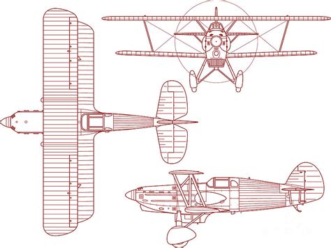 Schematic engineering blueprint of a Avia B-534 biplane j5 Photograph by Humorous Quotes - Fine ...