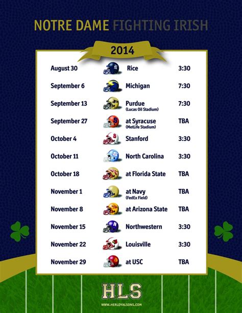 Notre Dame Football Schedule Printable - Printable Templates