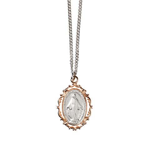 Rose Gold & Sterling Miraculous Medal Necklace | Rosary.com™