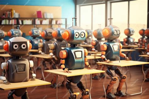 Premium Photo | Machine learningrelated robots in the classroom back to ...