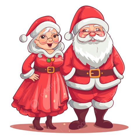 Lindo Santa Y La Señora Claus Vector PNG ,dibujos Pegatina, Clipart, Un ...