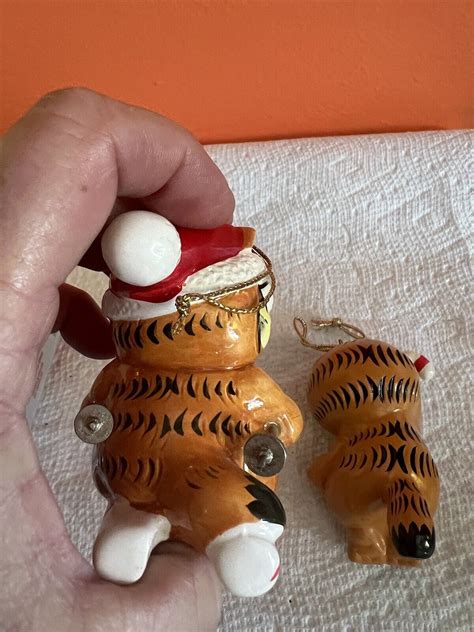 2 Vintage Ceramic GARFIELD Christmas ORNAMENTS | eBay