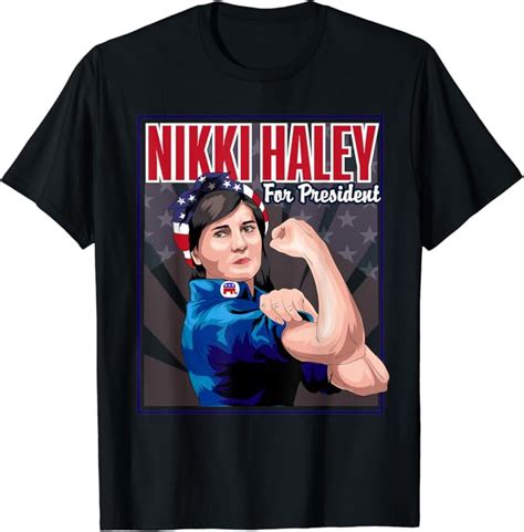 Nikki Haley USA Flag Haley Républicaine Femme forte T-Shirt: Amazon.fr: Vêtements et accessoires