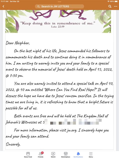 Jehovah Witness Jw Letter Writing Template Printable Stationery (lined + Blank) Directing To A ...