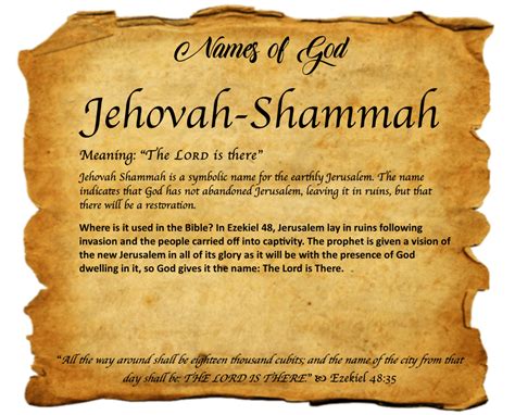 Names of God: Jehovah-Shammah - Wellspring Christian Ministries