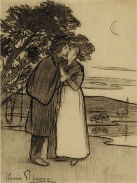 Pablo Picasso - El beso, 1898. Charcoal on paper Pablo Picasso Drawings ...