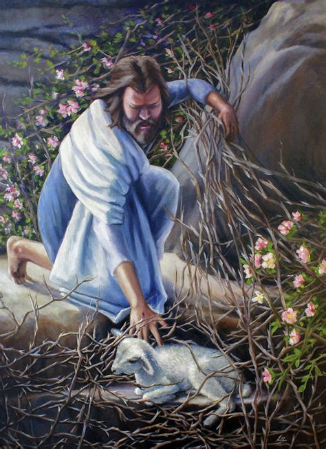 Jesus And The Lost Sheep Painting at PaintingValley.com | Explore ...