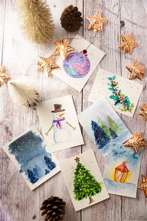 Printable Watercolor Christmas Cards | Cooking My Dreams