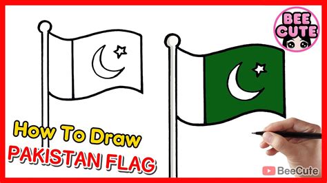 How to draw The National flag of Pakistan | Draw Pakistan flag easy ...