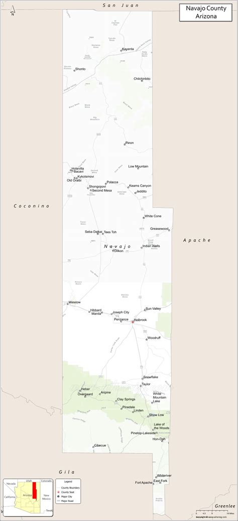 Map of Navajo County, Arizona - Thong Thai Real