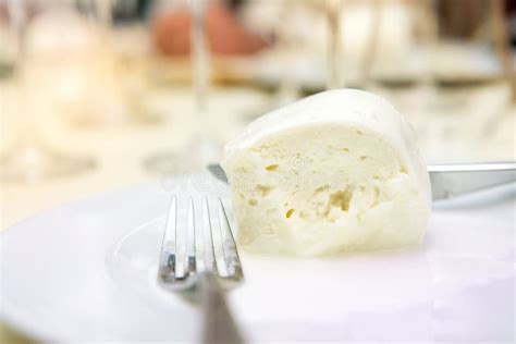 Detail of a Piece of Italian Buffalo Mozzarella Cheese from Campania ...