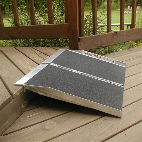 2' L x 30” W PVI Aluminum Grit-Coat Single-Fold Threshold Ramp – 800 lb. Cap | Mobility Mart