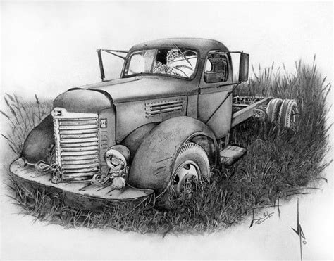 Pin by John Phelps on My Art Work | Pencil drawings, Old trucks, Car drawings