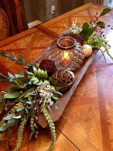 Rustic Dough Bowl Centerpiece #farmhouseinspiration | Farmhouse table centerpieces, Thanksgiving ...