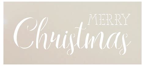 Merry Christmas Stencil by StudioR12 Trendy Rustic Script Word Art - Reusable Mylar Template ...