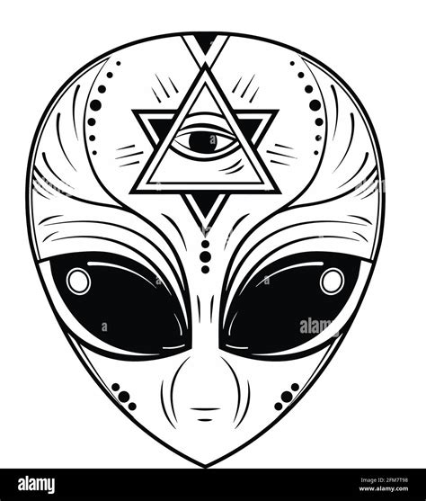 Alien Head Outline Tattoo