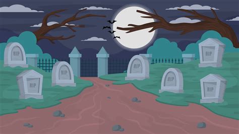 a cartoon graveyard with tombstones and trees 28549748 Stock Video at Vecteezy