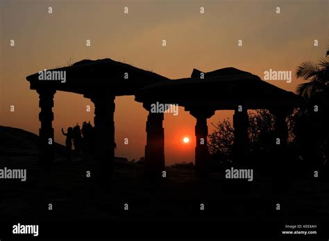 Sunset at Hemakuta Hill from Hampi Stock Photo - Alamy