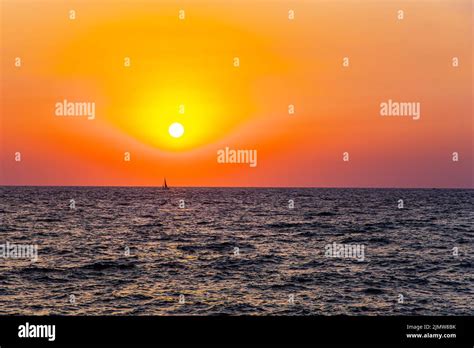 Scenic sunset on Mediterranean Sea Stock Photo - Alamy