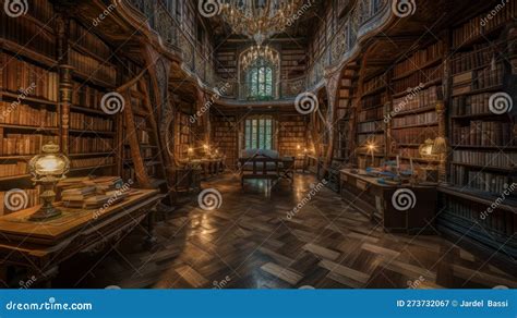 Magical Library for Book Lovers Stock Illustration - Illustration of ...