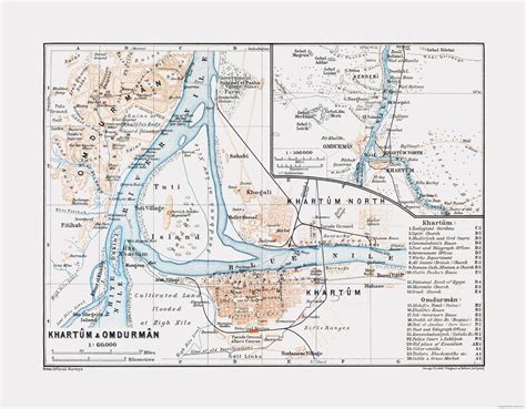 International Map - Khartoum - Omdurman - Sudan - Baedeker 1913 - 29.46 x 23 - Walmart.com