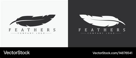 Logo design with feather and company name Vector Image