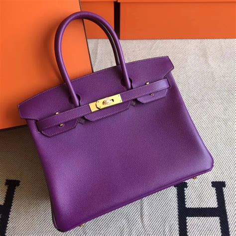 Discount Hermes P9 Anemone Purple Epsom Leather Birkin Tote Bag30cm - H Factory Birkin