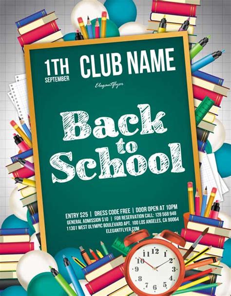 Back to School Free PSD Flyer Template for School and Highschool Party ...