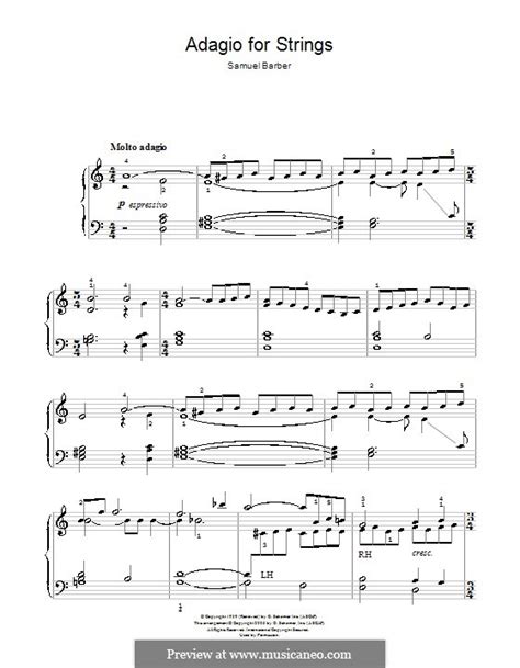 Adagio for Strings, Op.11 by S. Barber - sheet music on MusicaNeo