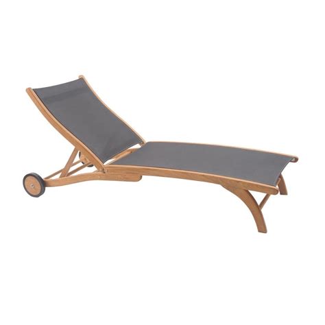 HiTeak Furniture Pearl Teak Outdoor Chaise Lounge in Taupe with Wheels HLSL677-T - The Home ...