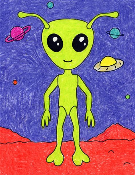 Straightforward How you can Draw an Alien Tutorial and Alien Coloring ...