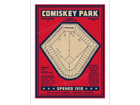 COMISKEY PARK Stadium Seating Chart Diagram Red Art Print Poster 12x18, 18x24, or 24x36 Inches ...