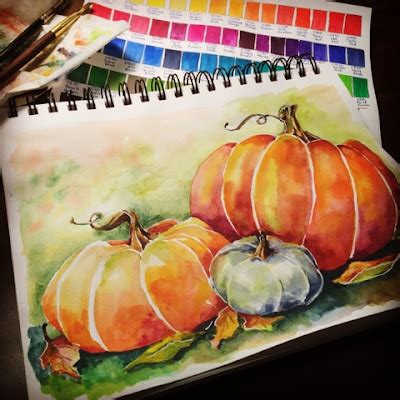 FALL PUMPKINS WATERCOLOR