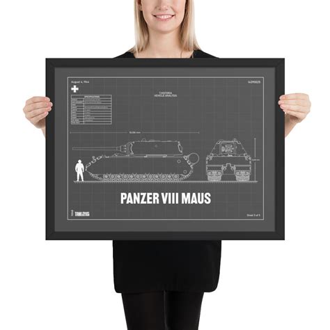 Panzer VIII Maus Blueprint Framed Poster 18" x 24" – The Historia Shop