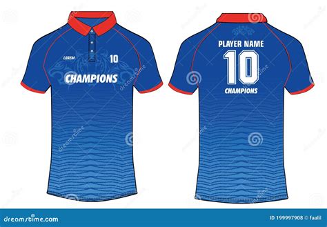 Sports IPL Cricket T-shirt Jersey Design Template, Mock Up Uniform Kit With Front And Back View ...