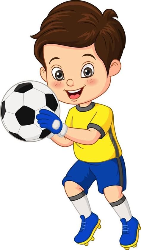 Descargar niño pequeño de dibujos animados sosteniendo el balón de fútbol gratis – Artofit