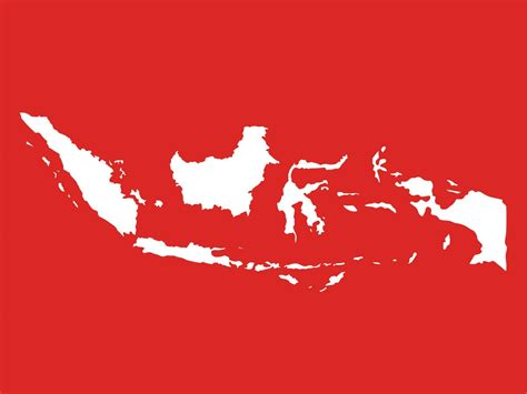 Red and white Indonesia map islands vector illustration isolated on horizontal template. Sumatra ...