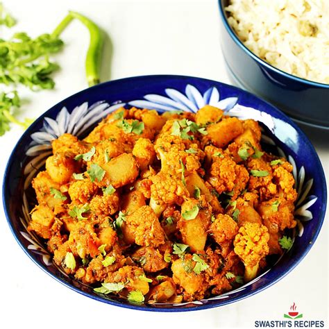 Aloo Gobi Recipe (Cauliflower Potato Curry) - Swasthi's Recipes