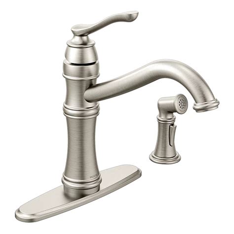 MOEN Belfield 1-Handle Standard Kitchen Faucet with Side Sprayer in ...