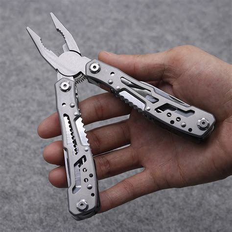 Silver Multitool Pocket Folding Plier Camping Survival Knife Multi Tool ...