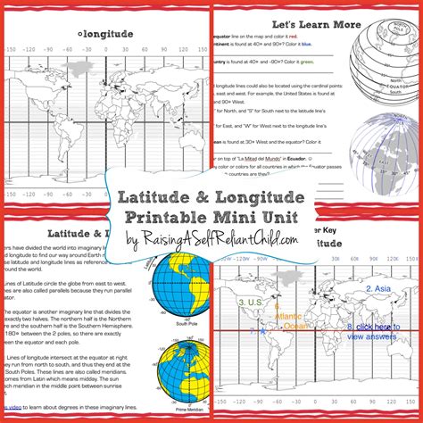 Free Printable Mini Unit Latitude and Longitude for Kids | 6th grade ...