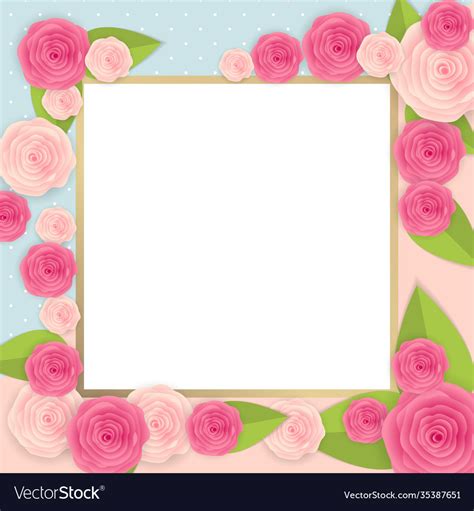 Cute background with frame and flowers collection Vector Image