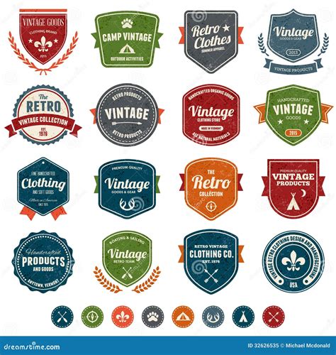 Vintage badges stock vector. Illustration of label, ornament - 32626535